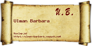 Ulman Barbara névjegykártya